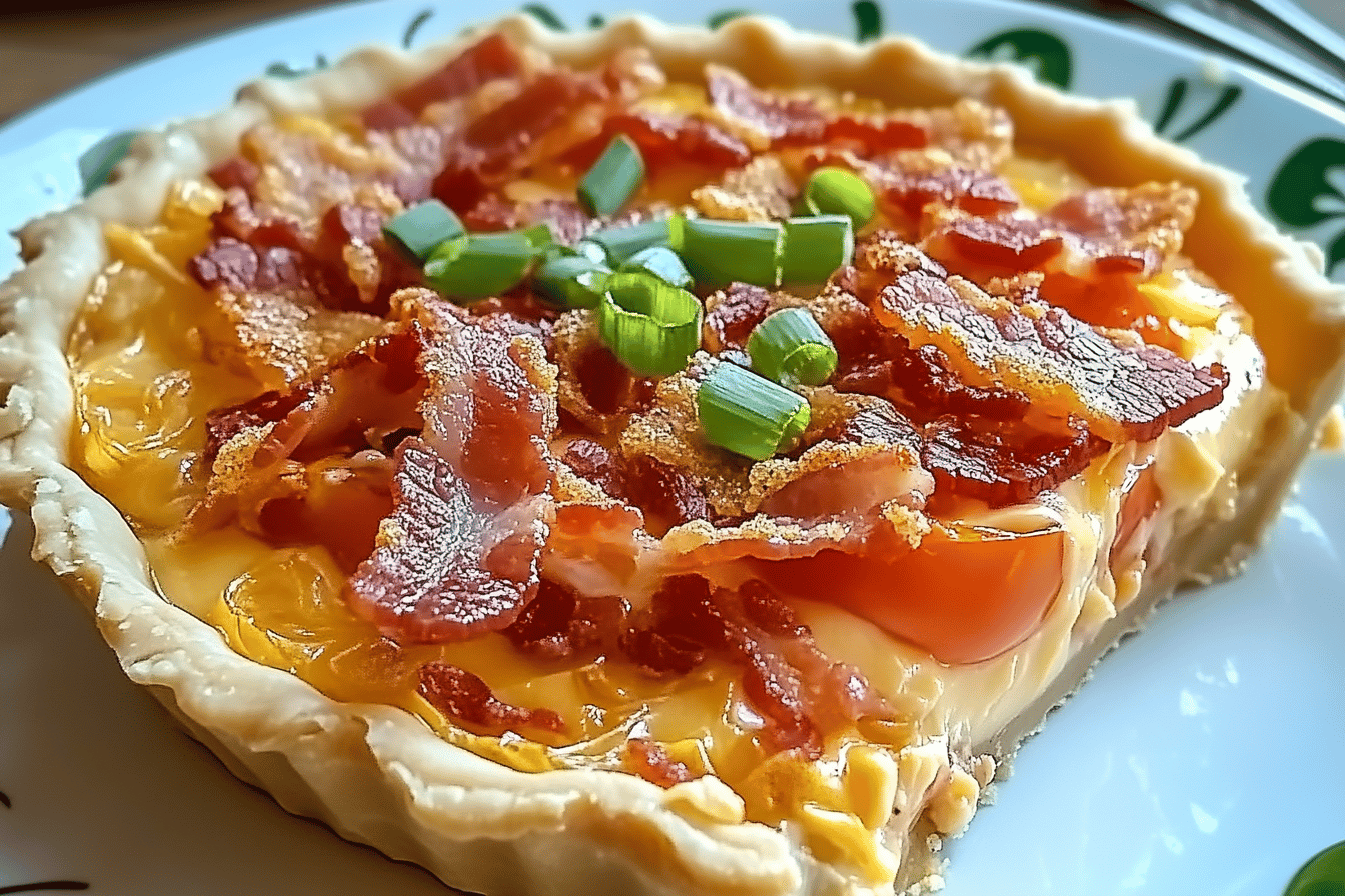 Turkey Bacon Onion Tomato Pie Recipe