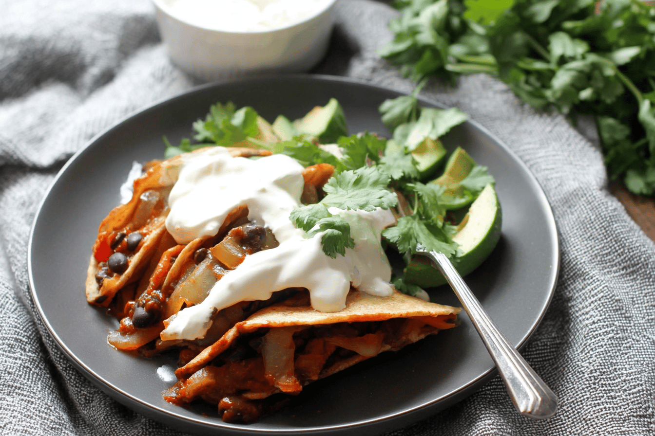 Baked Black Bean Tacos with Red Chile Sauce