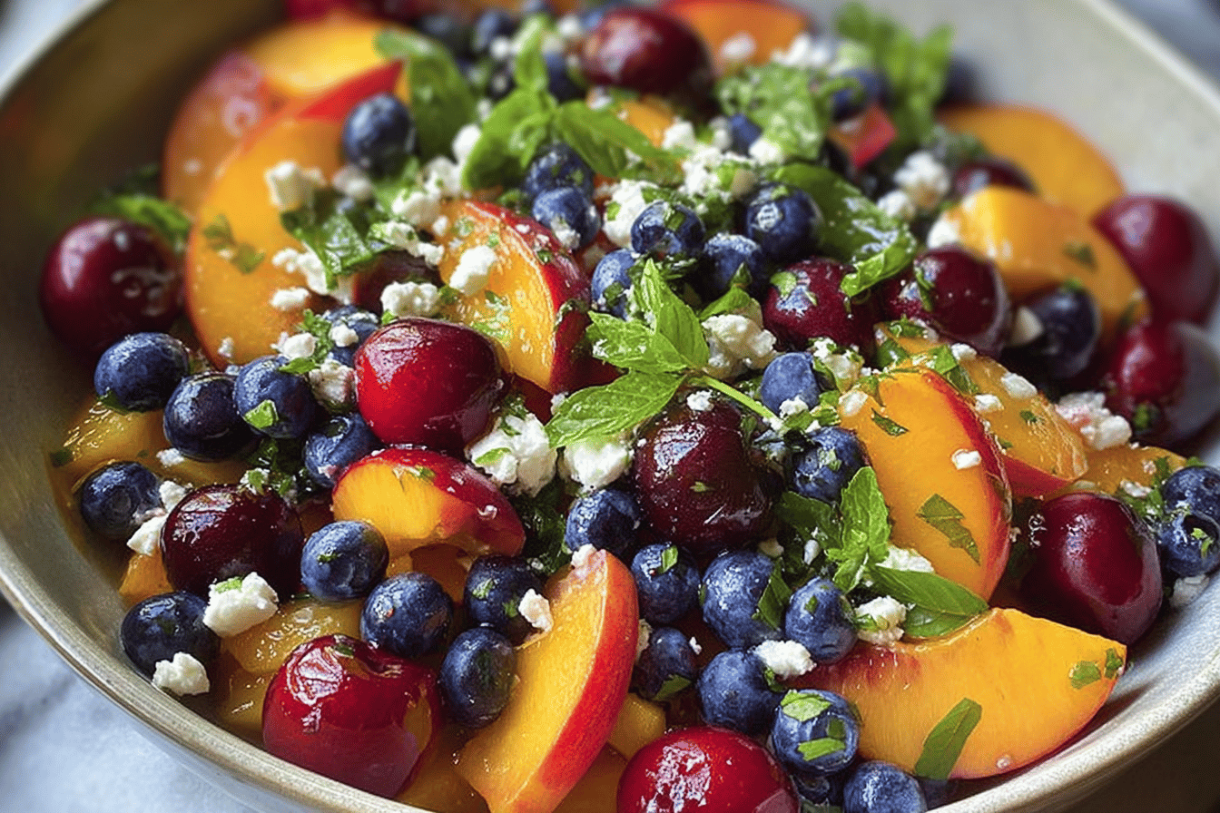 Blueberry Peach Feta Salad