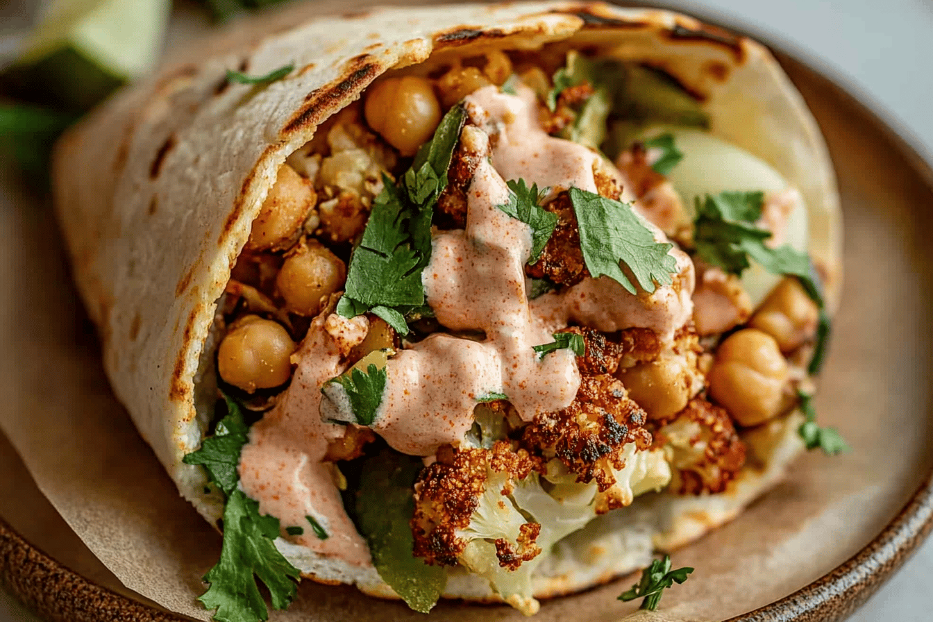 Chili Lime Chickpea Cauliflower Wrap