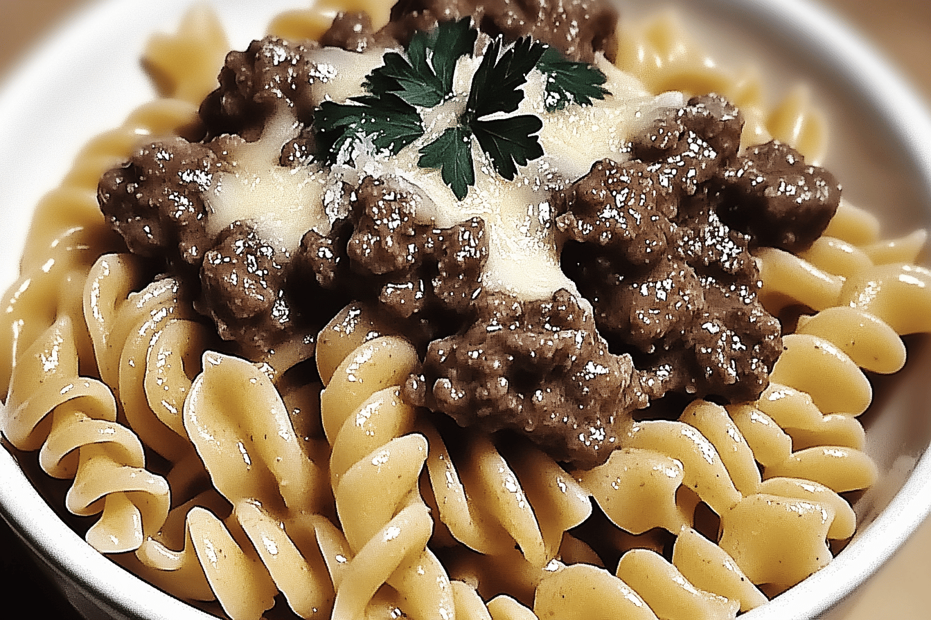 Garlic Parmesan Beef and Rotini Recipe
