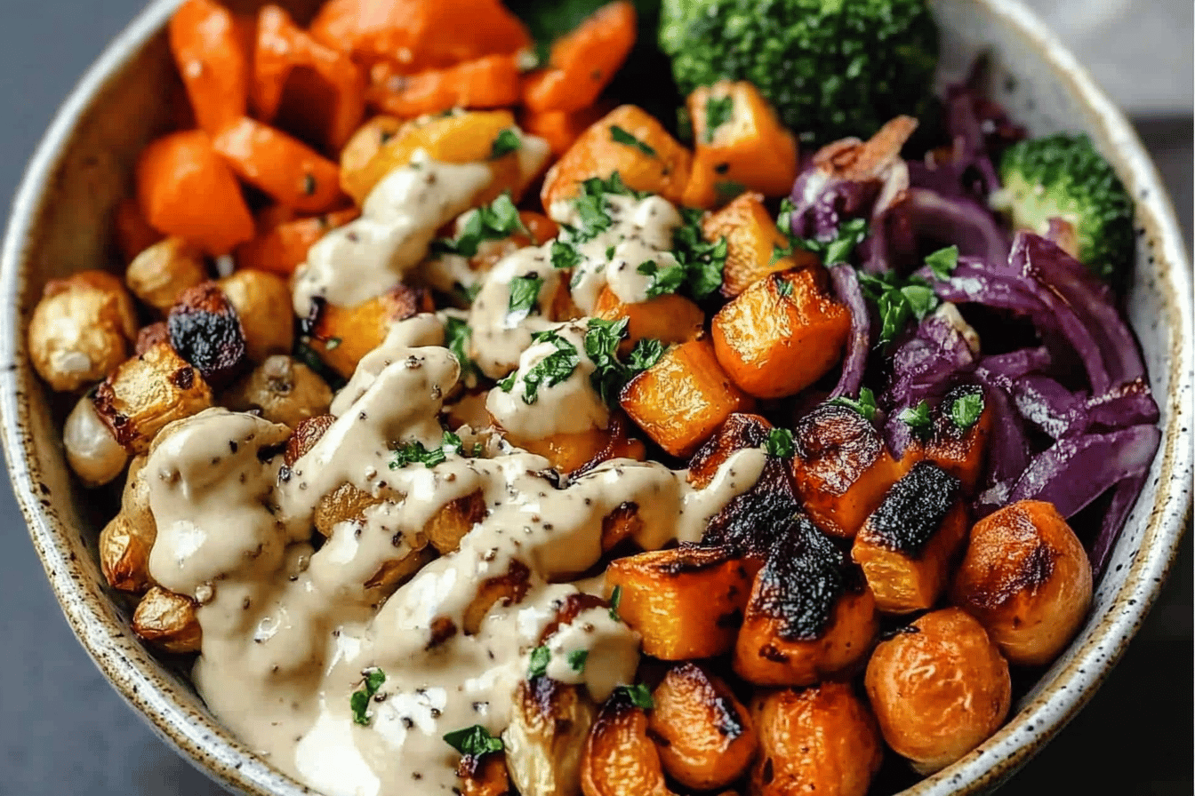 Roasted Veggie Tahini Bowls