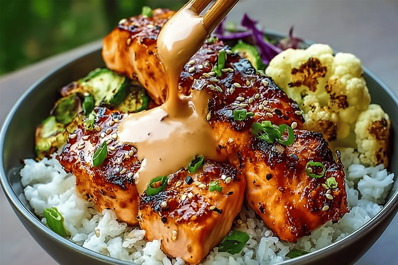 Sriracha Honey Salmon Bowls