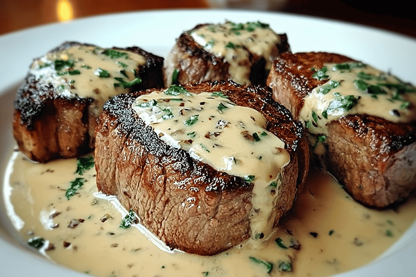 Steak with Haunted Bourbon Garlic Cream Sauce Recipe