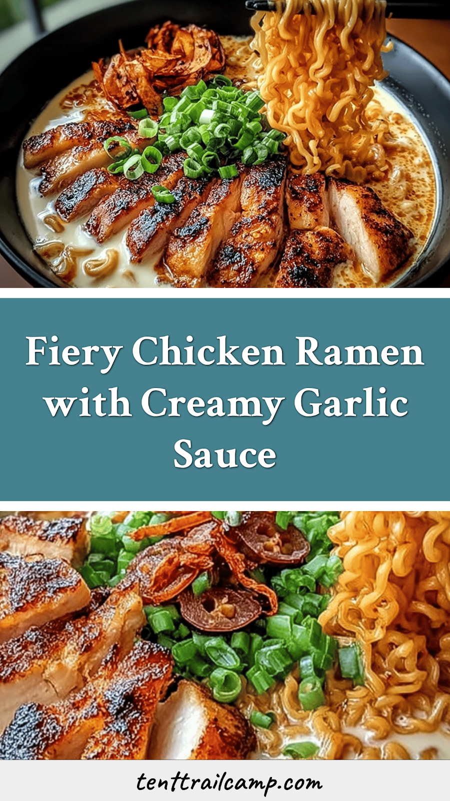 Fiery Chicken Ramen with Creamy Garlic Sauce