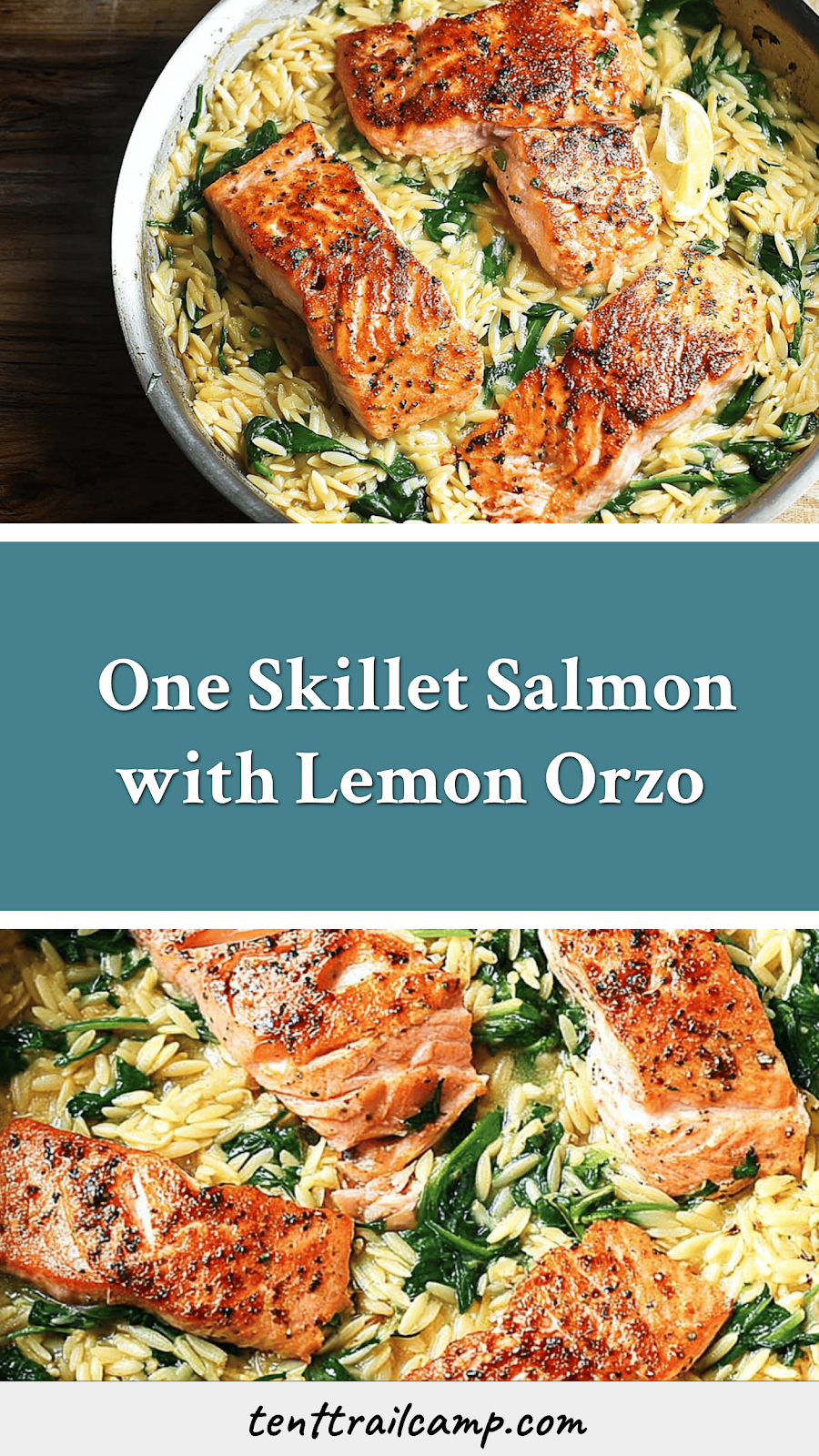  One Skillet Salmon with Lemon Orzo