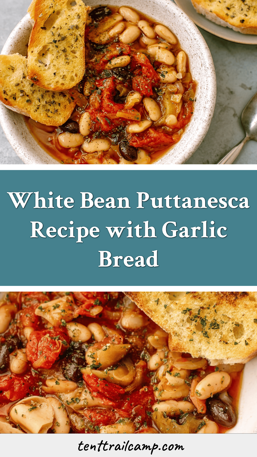 White Bean Puttanesca Recipe with Garlic Bread