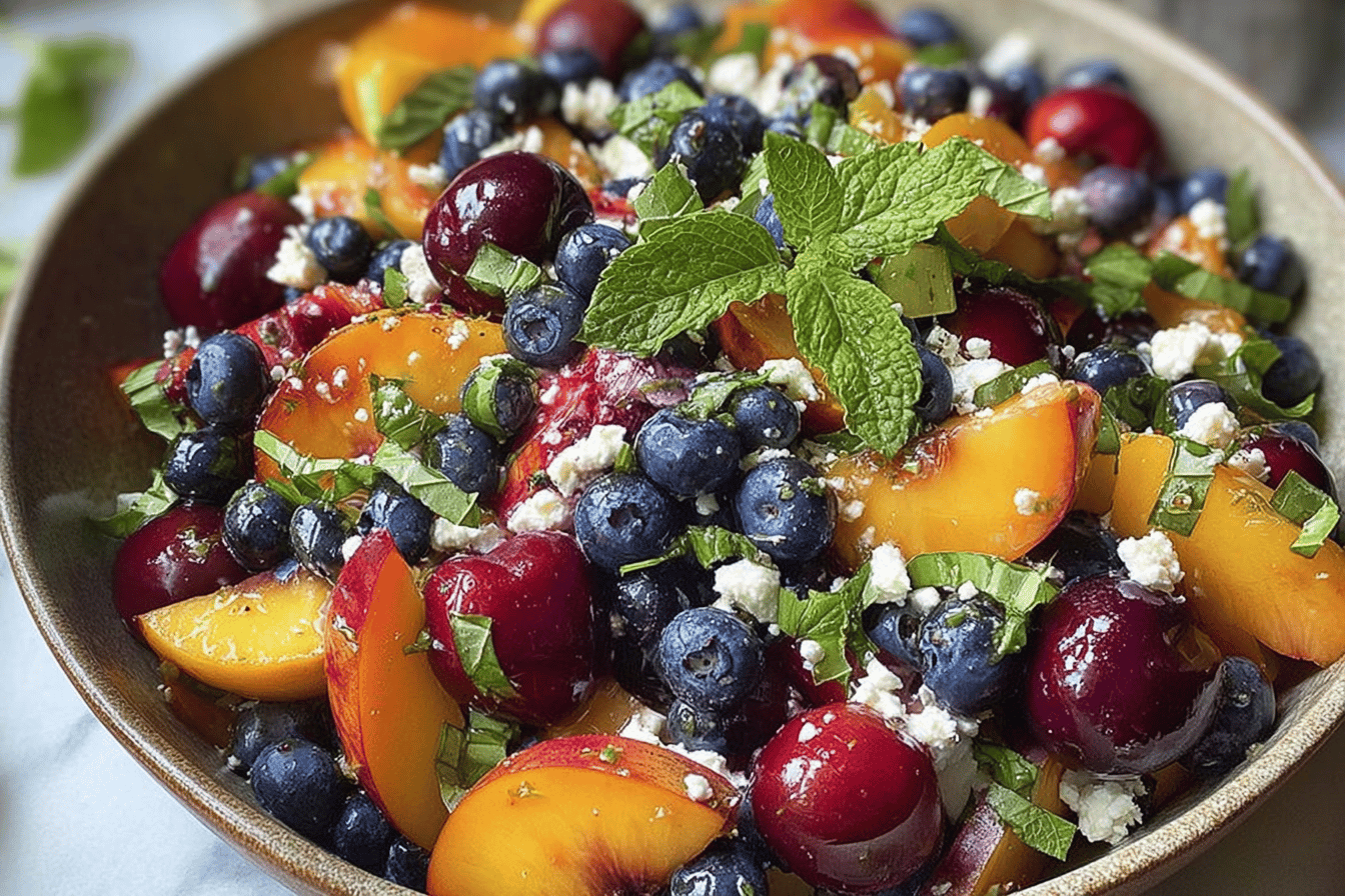 Blueberry Peach Feta Salad