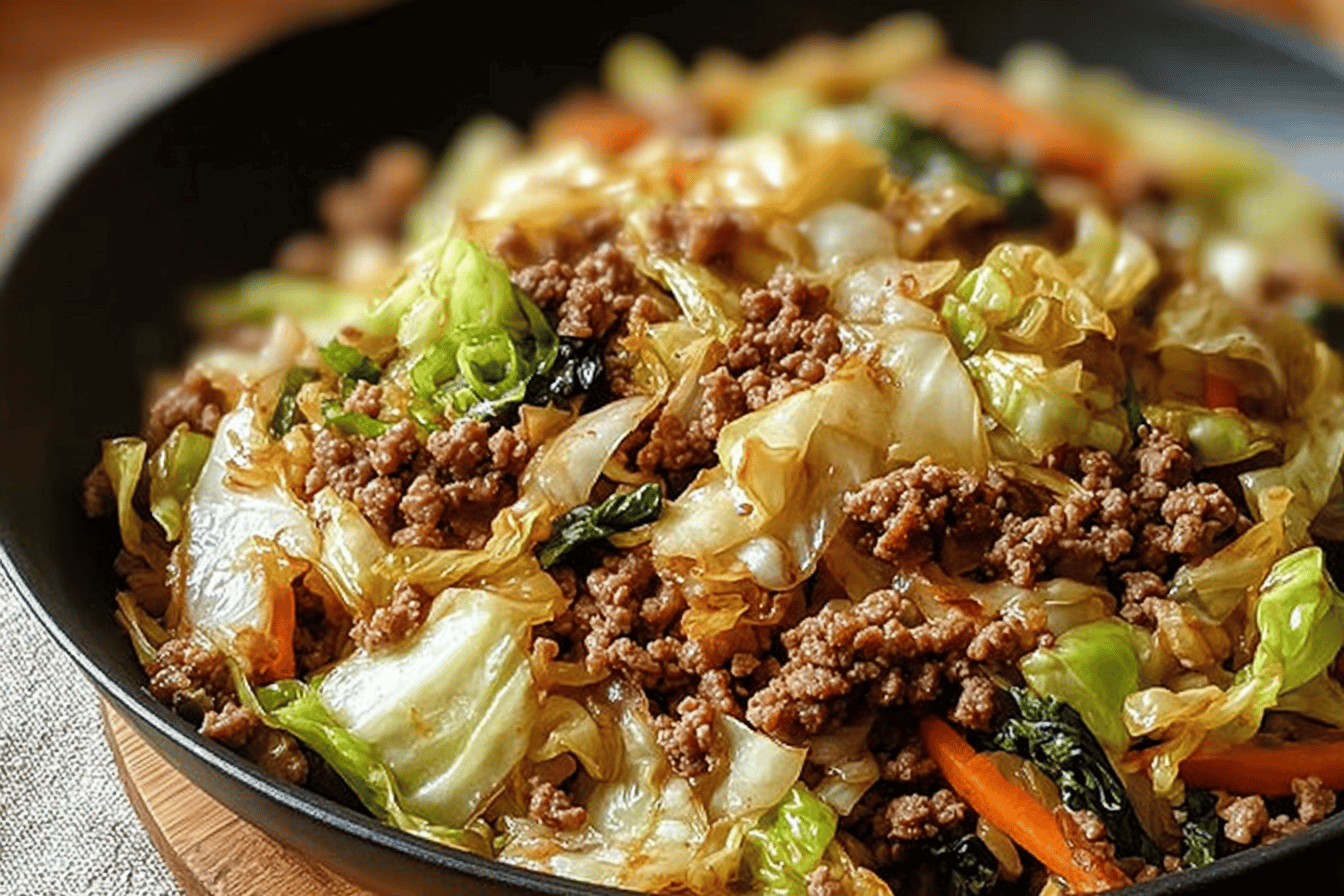 Chinese Ground Beef and Cabbage Stir-Fry