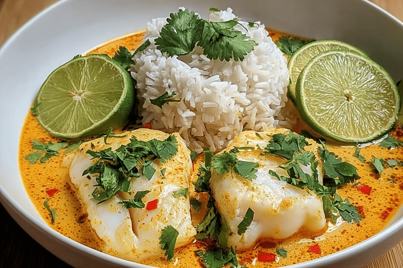 Coconut Lime Fish Curry with Jasmine Rice