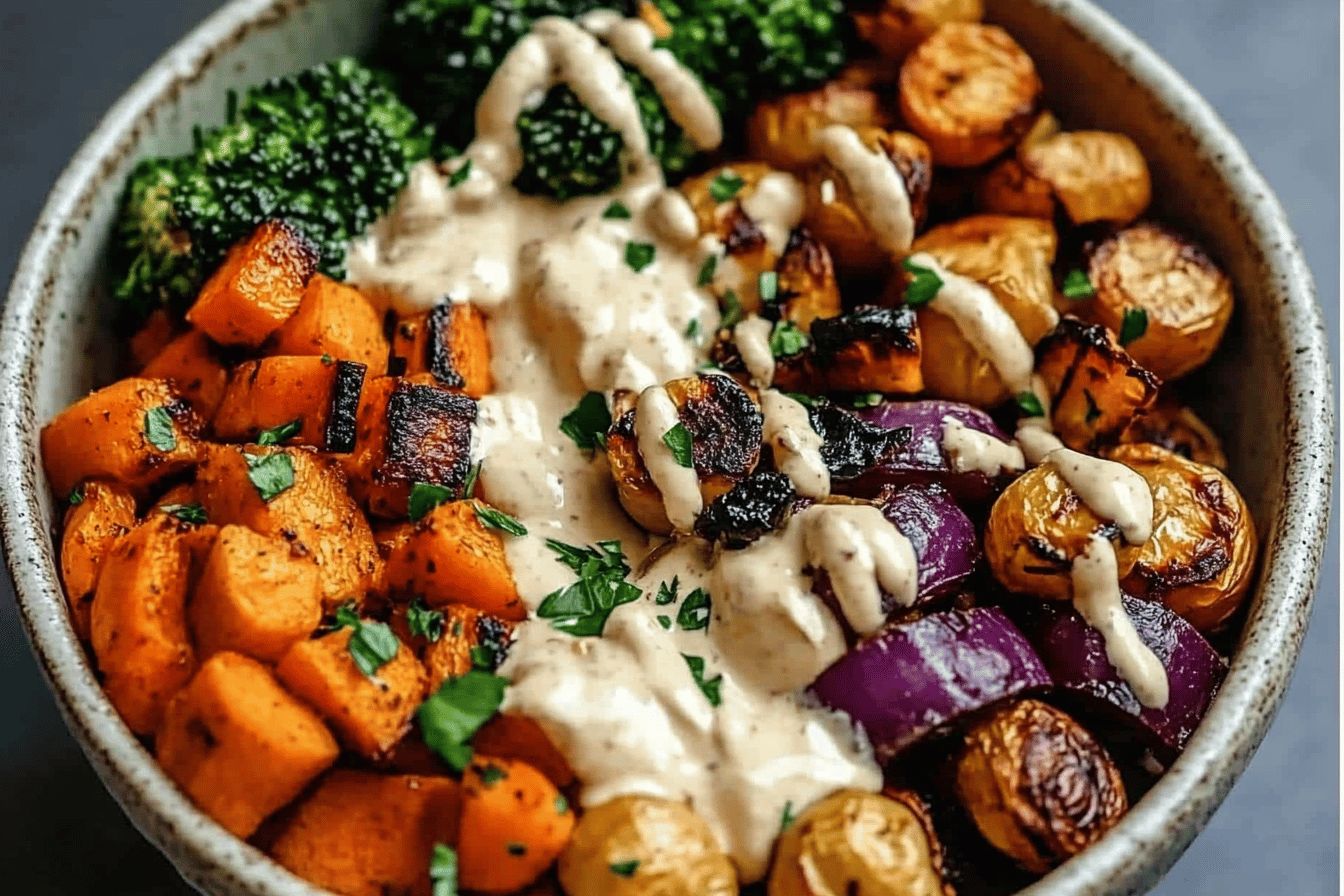 Roasted Veggie Tahini Bowls