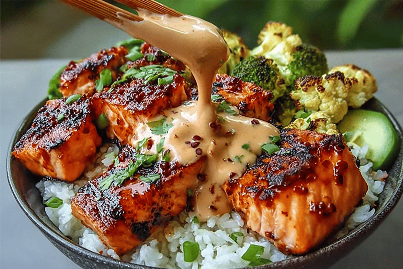 Sriracha Honey Salmon Bowls