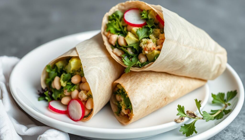 Avocado and white bean wraps with fresh herbs - no-cook summer meal Avocado and white bean wraps with fresh herbs - no-cook summer meal