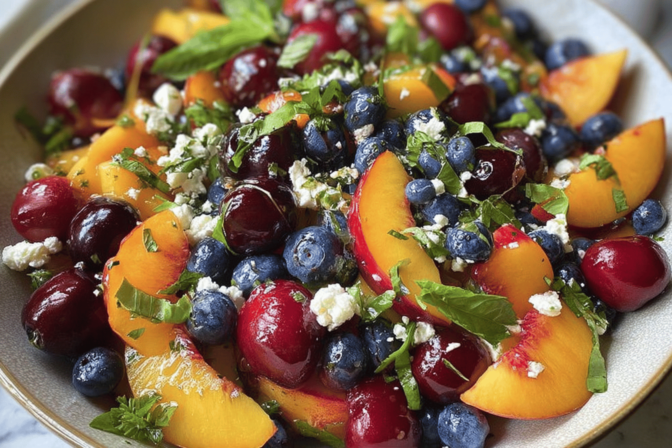 Blueberry Peach Feta Salad