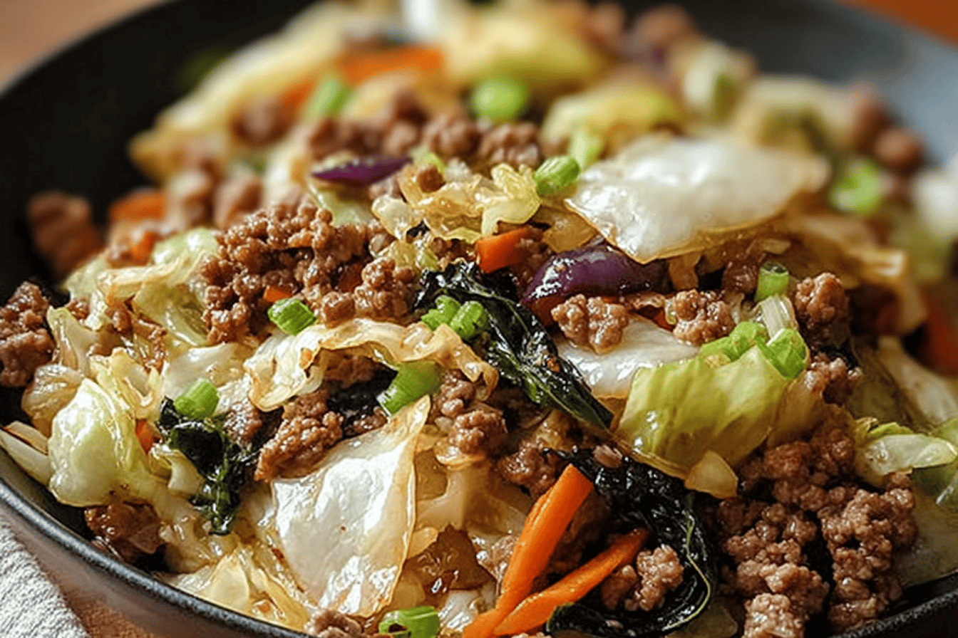 Chinese Ground Beef and Cabbage Stir-Fry