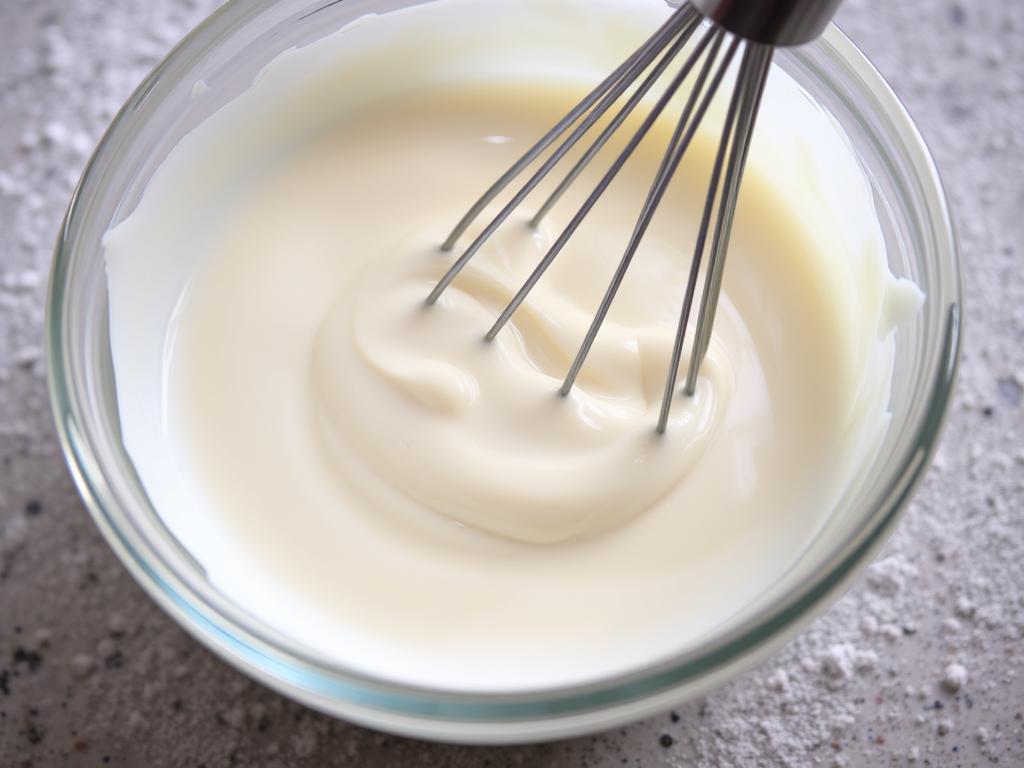 Cream cheese glaze being prepared in a bowl