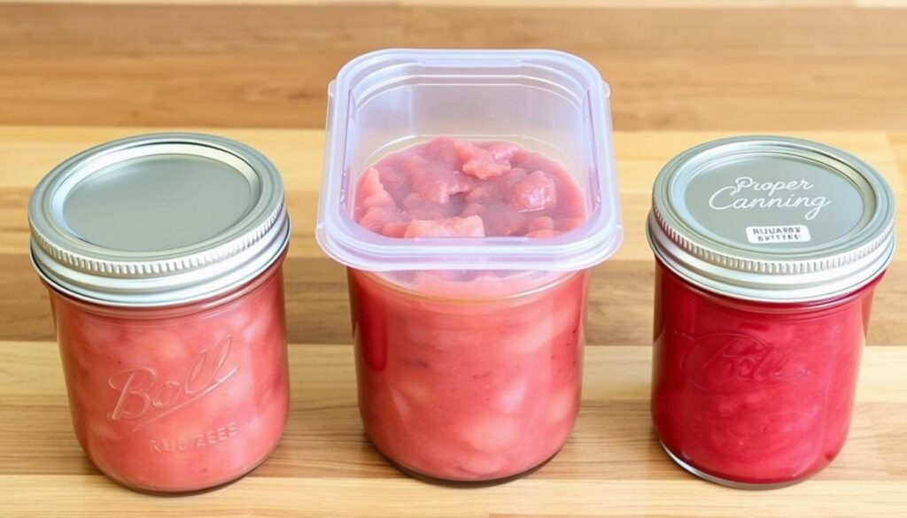 Different storage options for simple rhubarb butter Different storage options for simple rhubarb butter