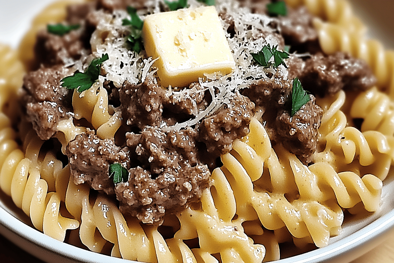Garlic Parmesan Beef and Rotini Recipe