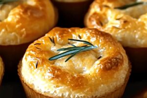 Golden Crust Garlic Rosemary Focaccia Muffins