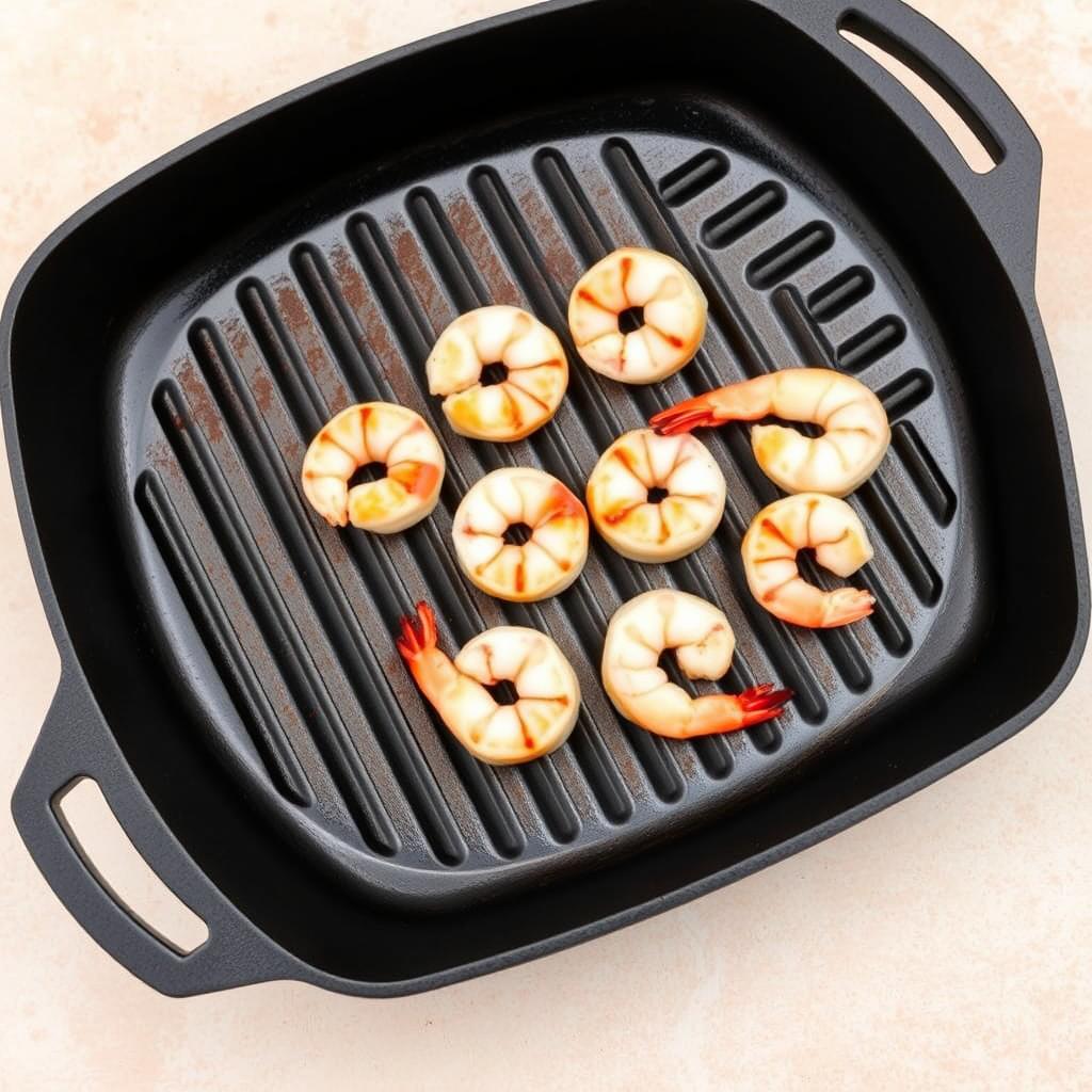 Grill pan for cooking shrimp Grill pan for cooking shrimp