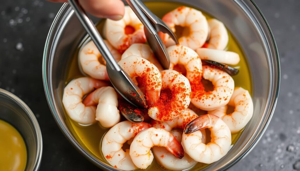 Marinating shrimp for Grilled Shrimp Bowl Marinating shrimp for Grilled Shrimp Bowl