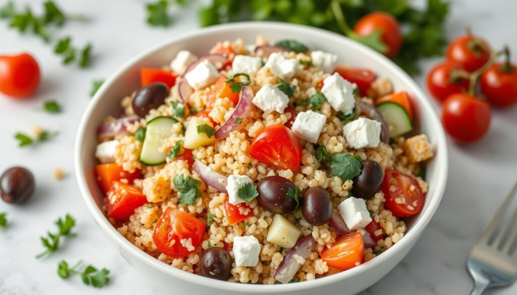Mediterranean quinoa salad with fresh summer tomatoes and herbs Mediterranean quinoa salad with fresh summer tomatoes and herbs