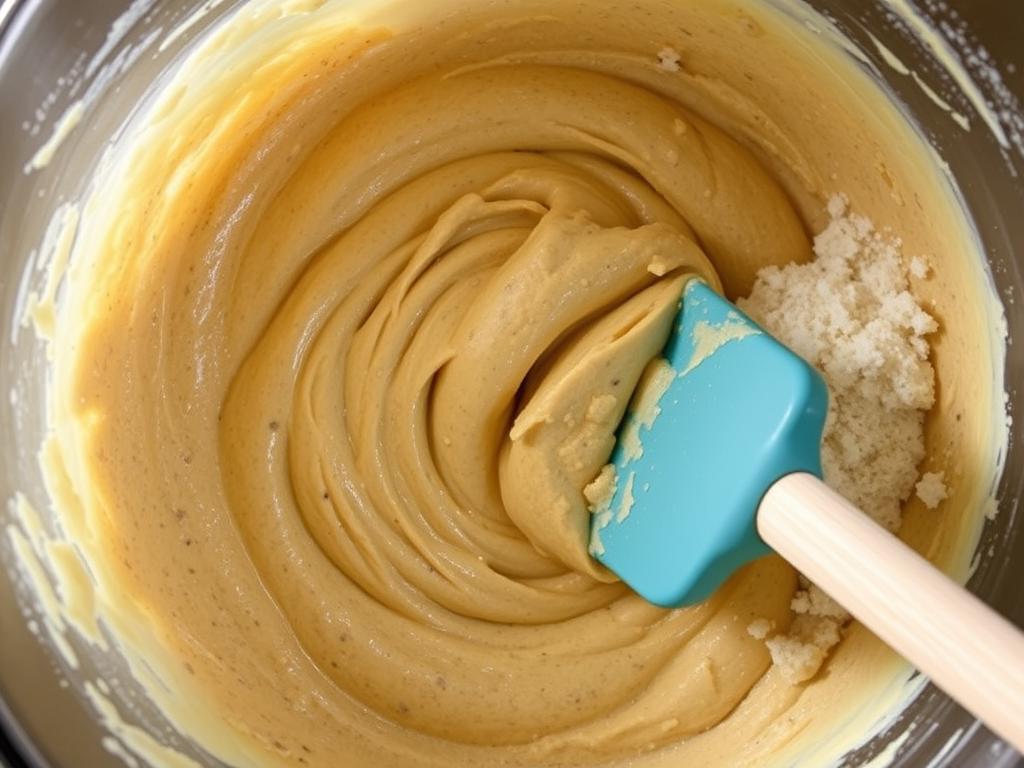 Mixing banana bread batter in a bowl