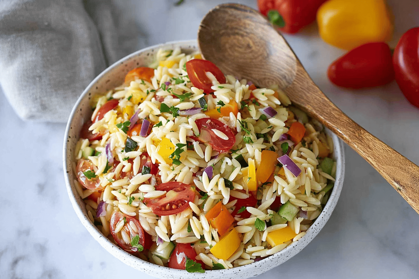 Rainbow Orzo Salad Recipe