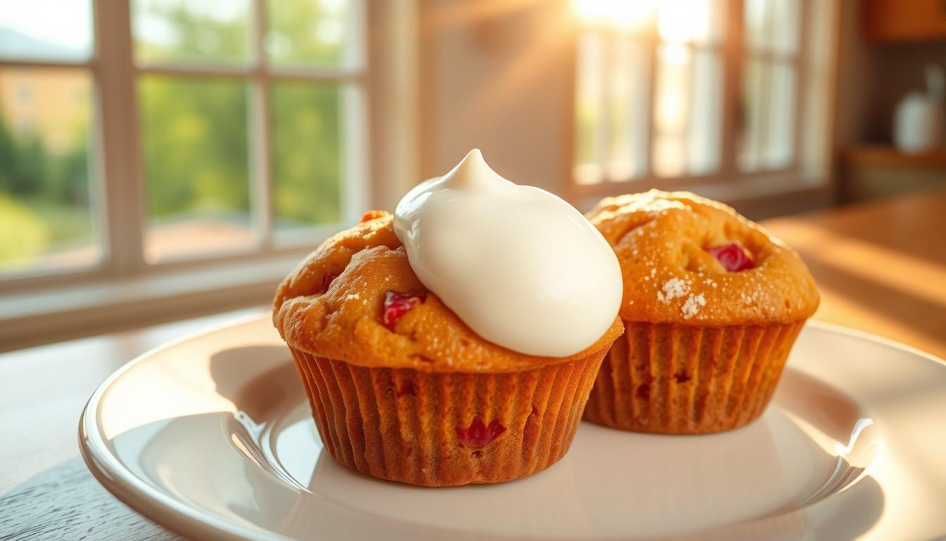 Rhubarb Muffins with Greek Yogurt