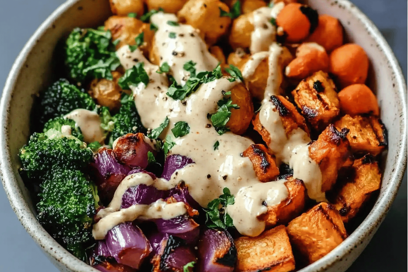 Roasted Veggie Tahini Bowls
