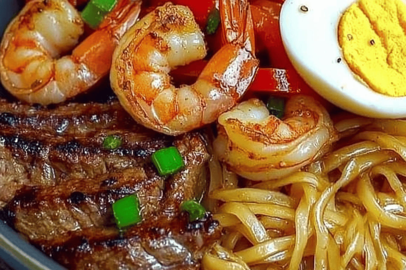 Steak and Shrimp Noodle Delight Recipe