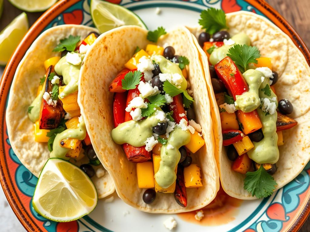 Summer vegetable tacos with avocado crema for a perfect summer dinner