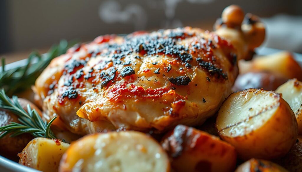 crispy chicken and potatoes