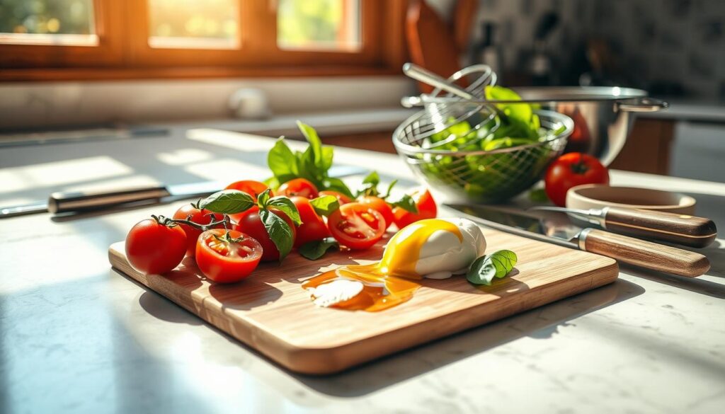gourmet summer salad preparation