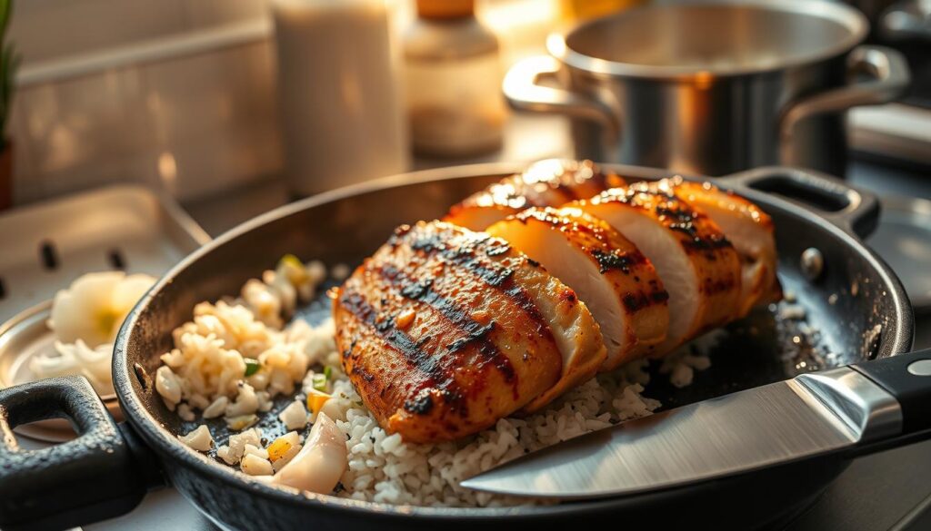 grilled chicken rice cooking process