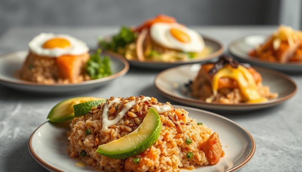 salmon crispy rice variations
