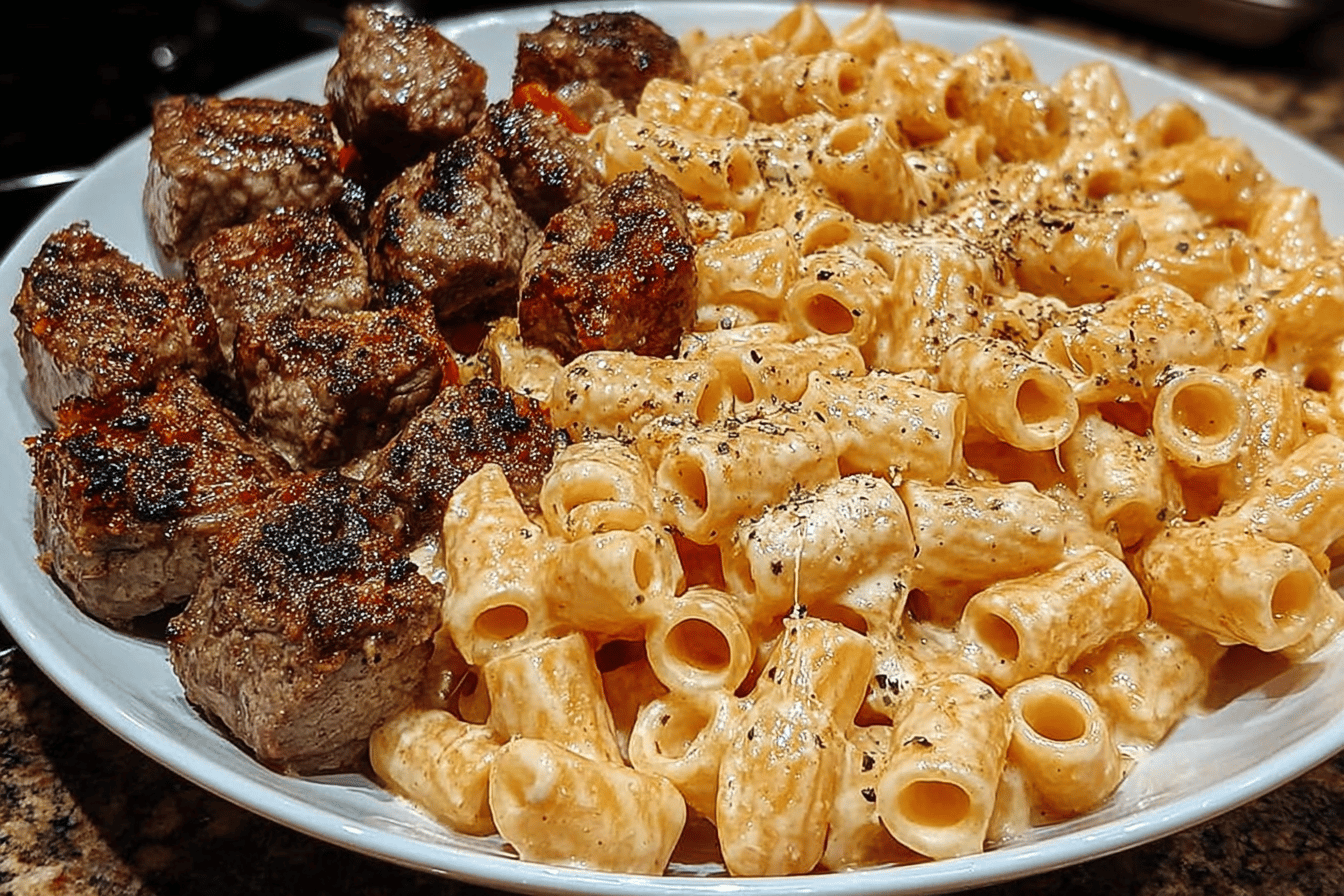 Cajun Steak Cheesy Rigatoni Parmesan