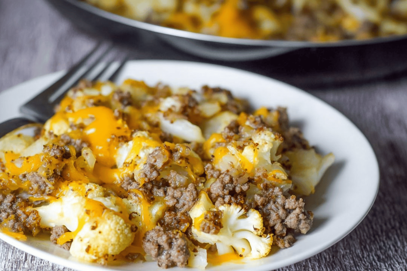 Cauliflower and Ground Beef Hash - Low Carb Recipe
