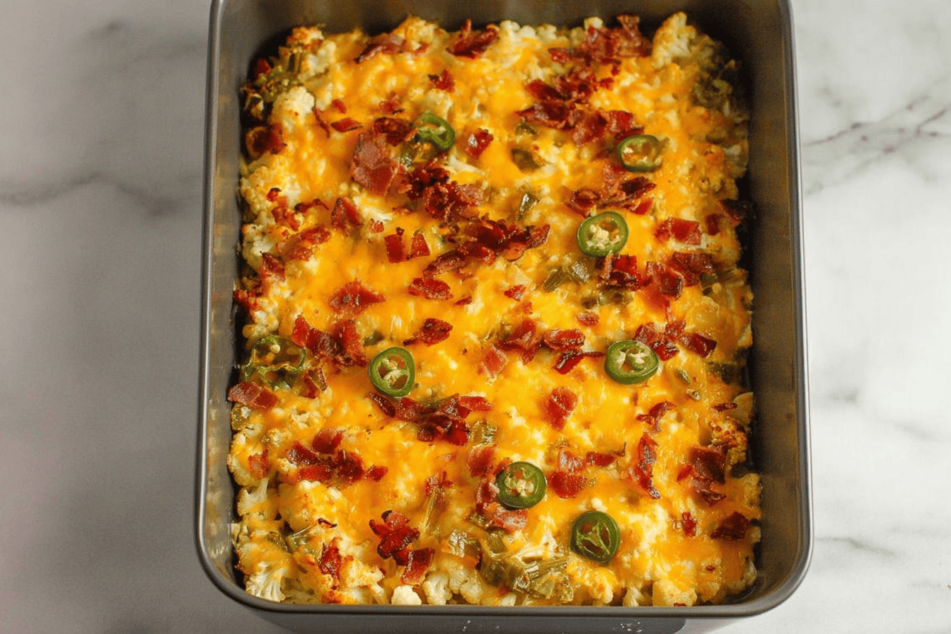 Cauliflower Jalapeno Popper Casserole