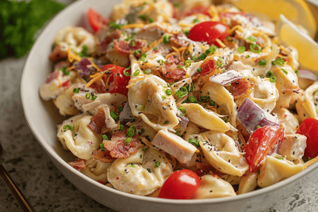 Cheddar Bacon Ranch Tortellini Salad