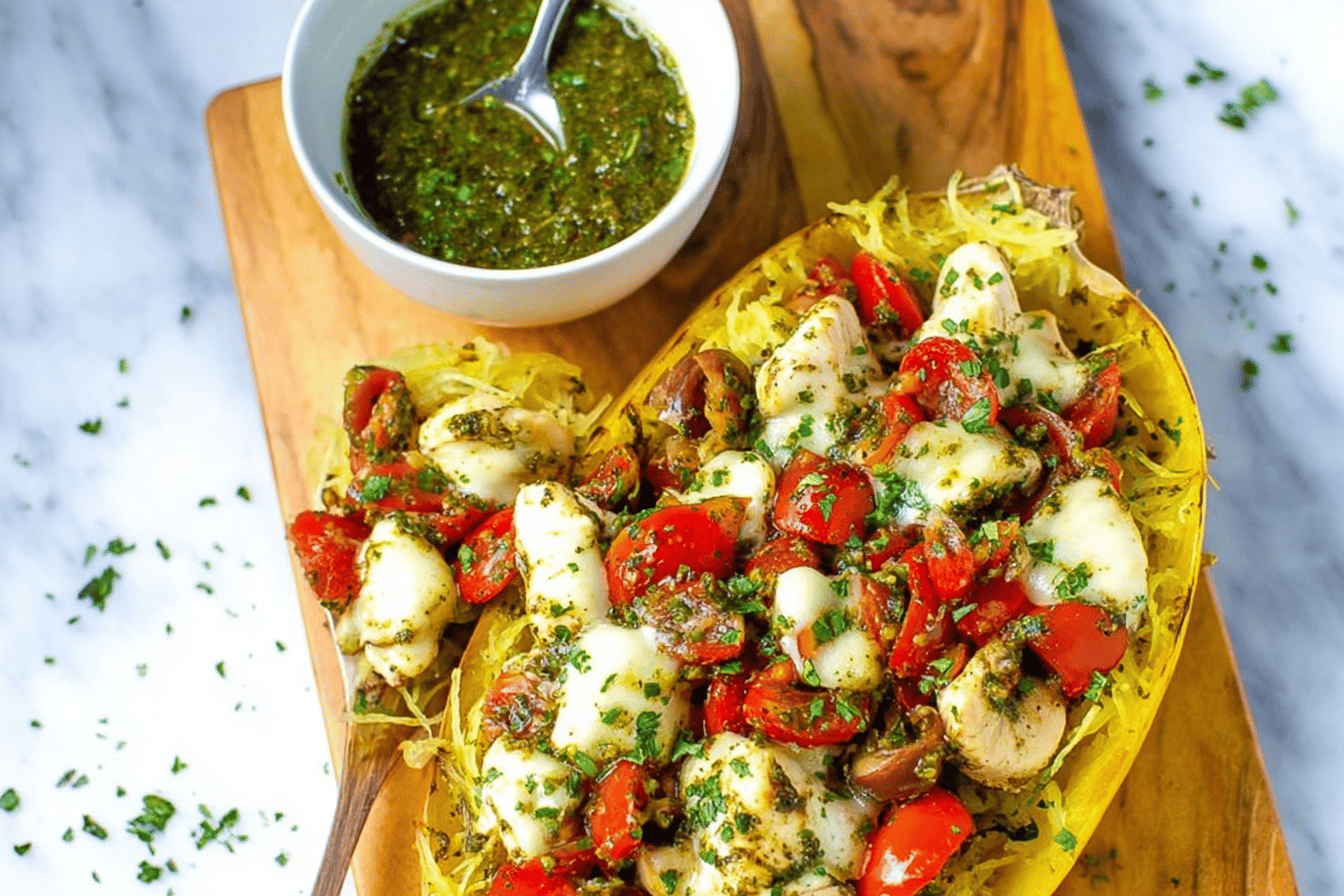 Chicken Pesto Spaghetti Squash