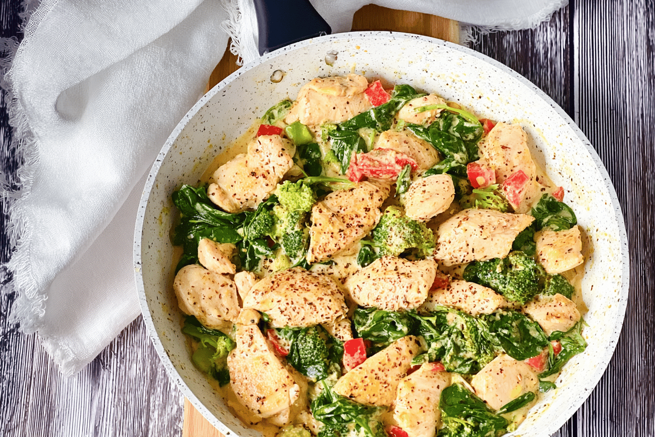 Garlic Chicken with Broccoli and Spinach