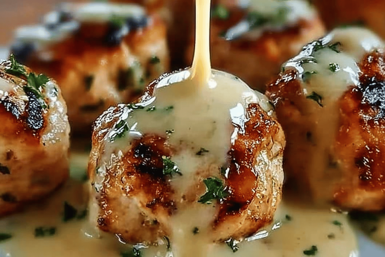 Grilled Chicken Bites with Creamy Garlic Sauce