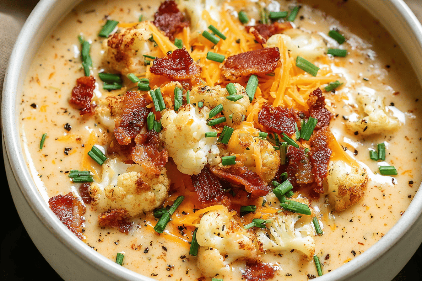 Keto Loaded Cauliflower Soup