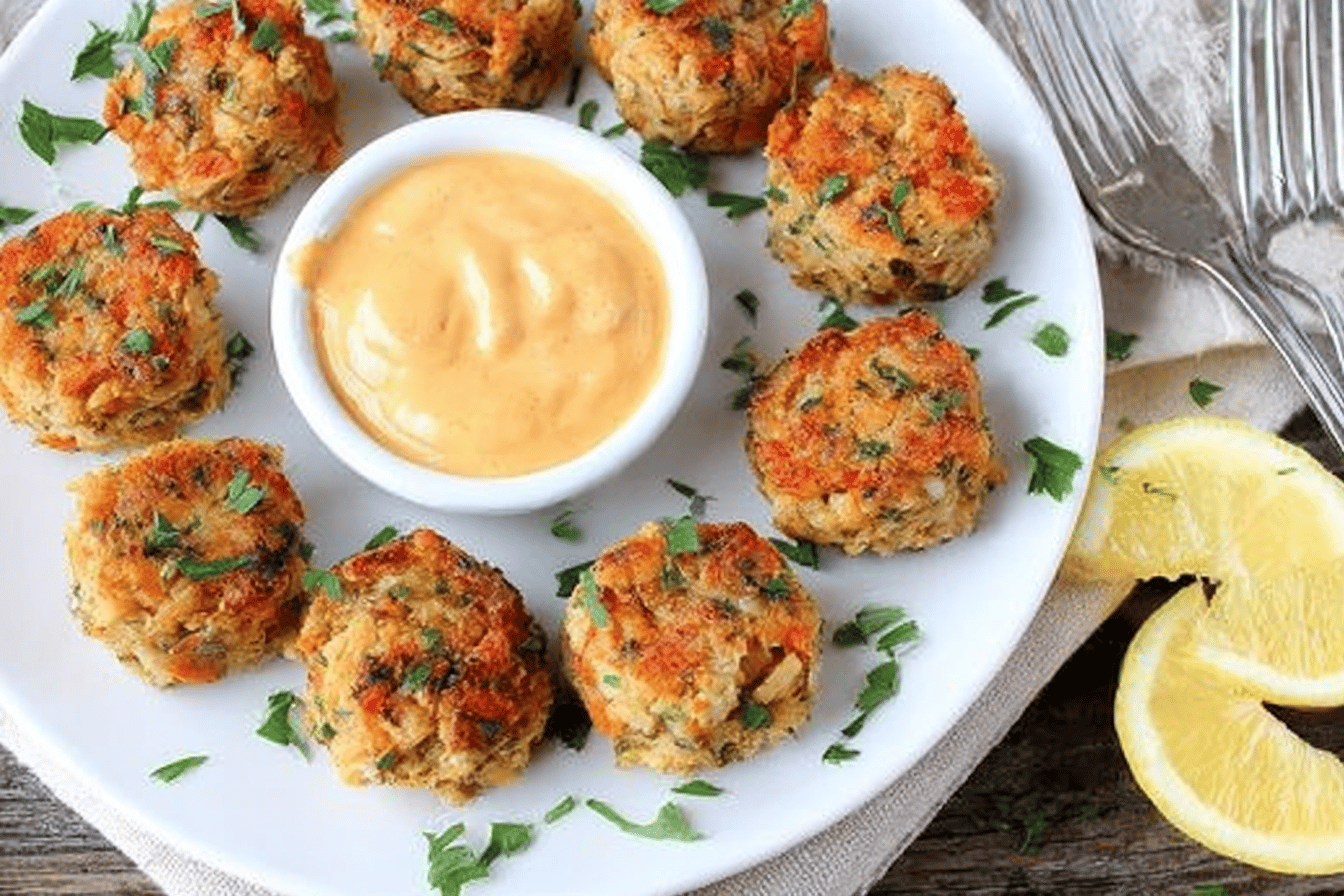 Mini Salmon Cakes with Sriracha Lemon Aioli