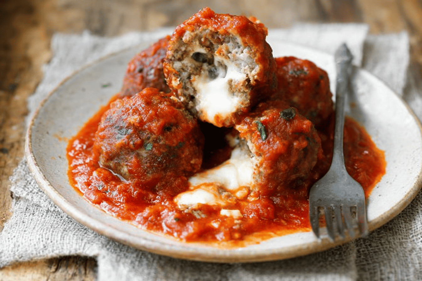 Mozzarella Stuffed Meatballs