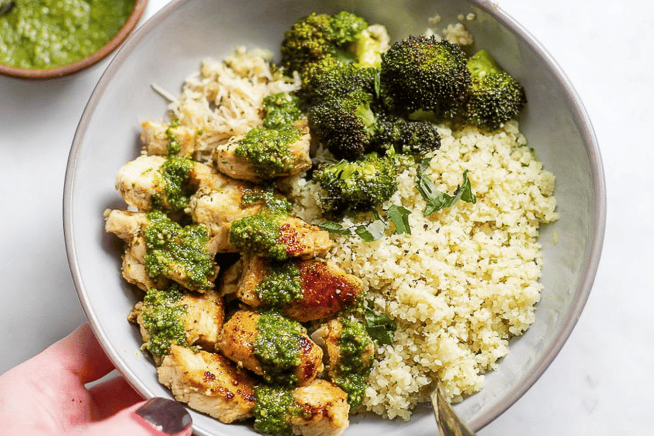 Pesto Chicken Cauliflower Rice Recipe