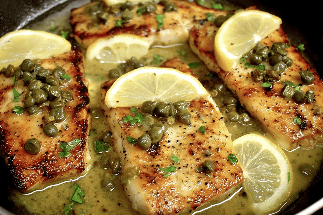 Red Snapper with Lemon Caper Butter Sauce