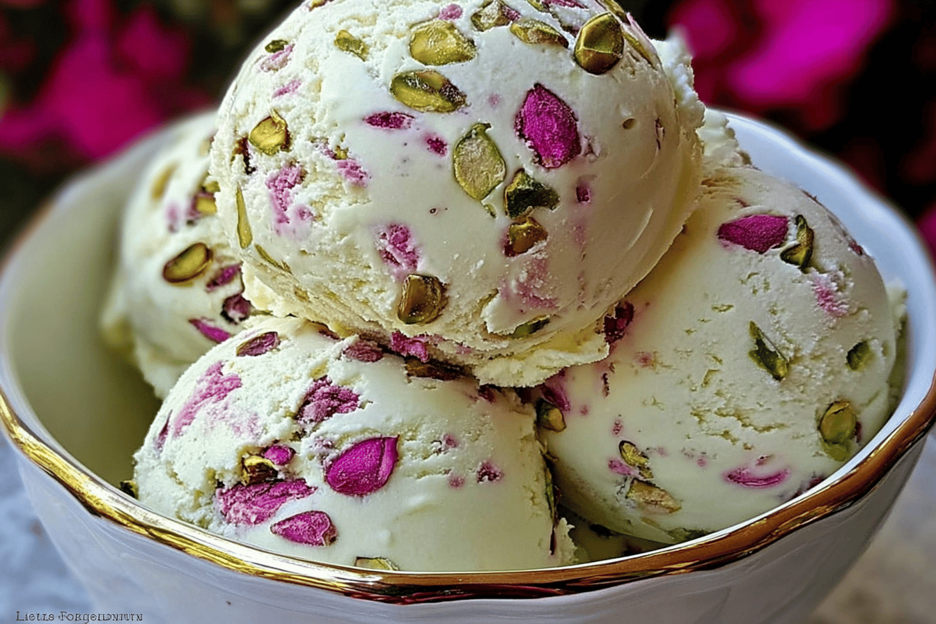 Rose Pistachio Cheesecake Ice Cream
