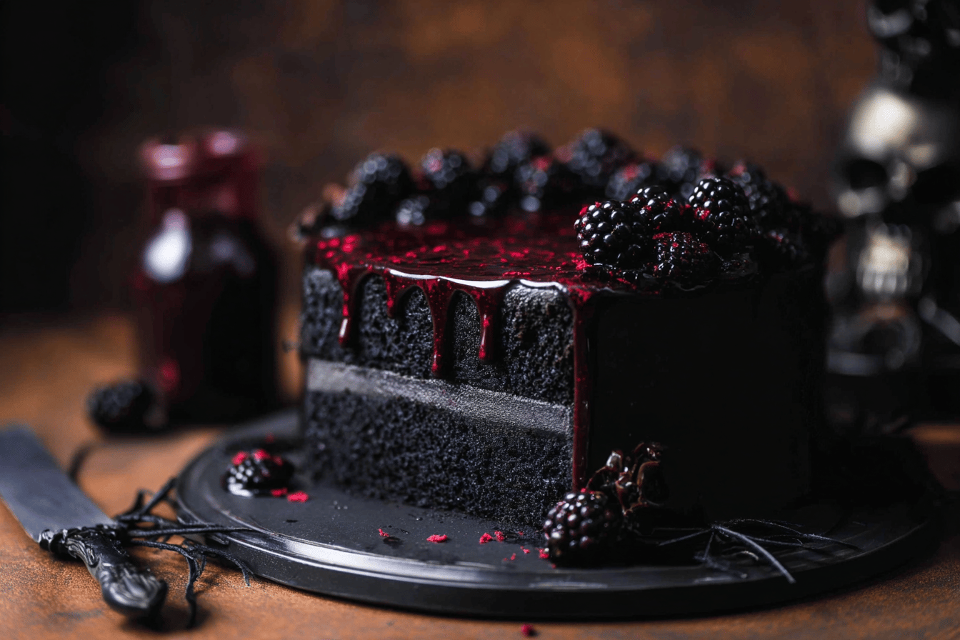 Spooky Black Velvet Halloween Cake